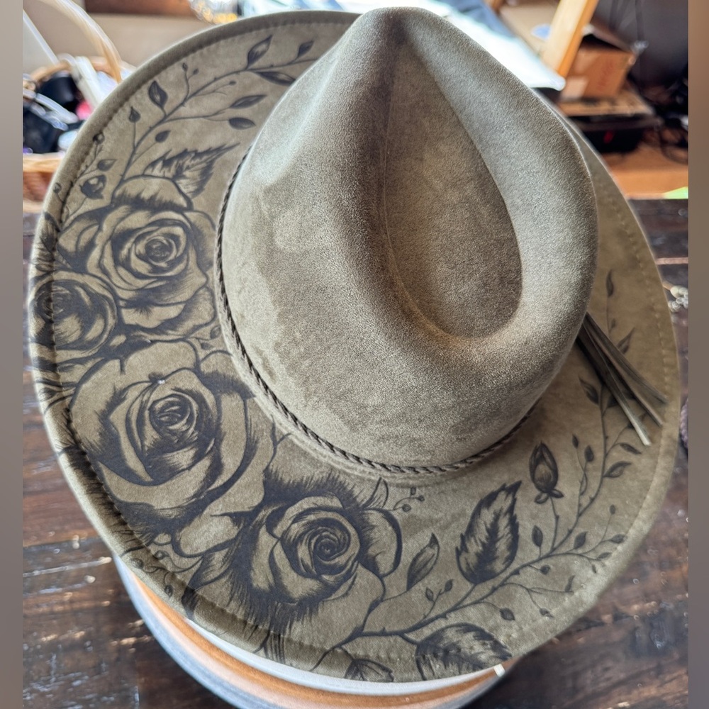 Boho Roses wide brim hat